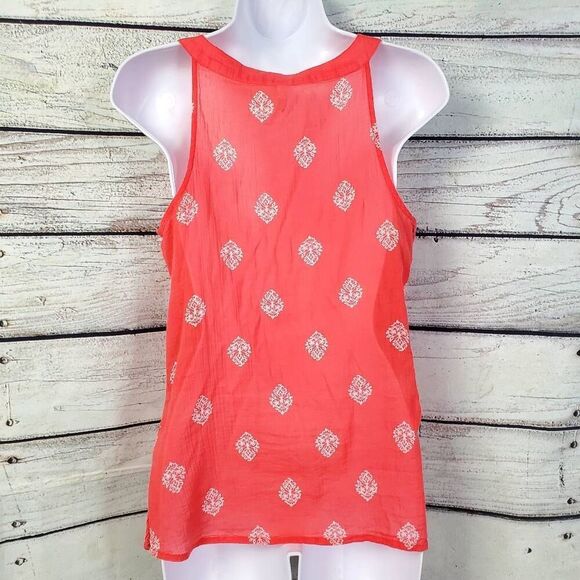 Old Navy Women’s XS Coral Boho Sleeveless Tank Top 100% Cotton India Print - Picture 3 of 6